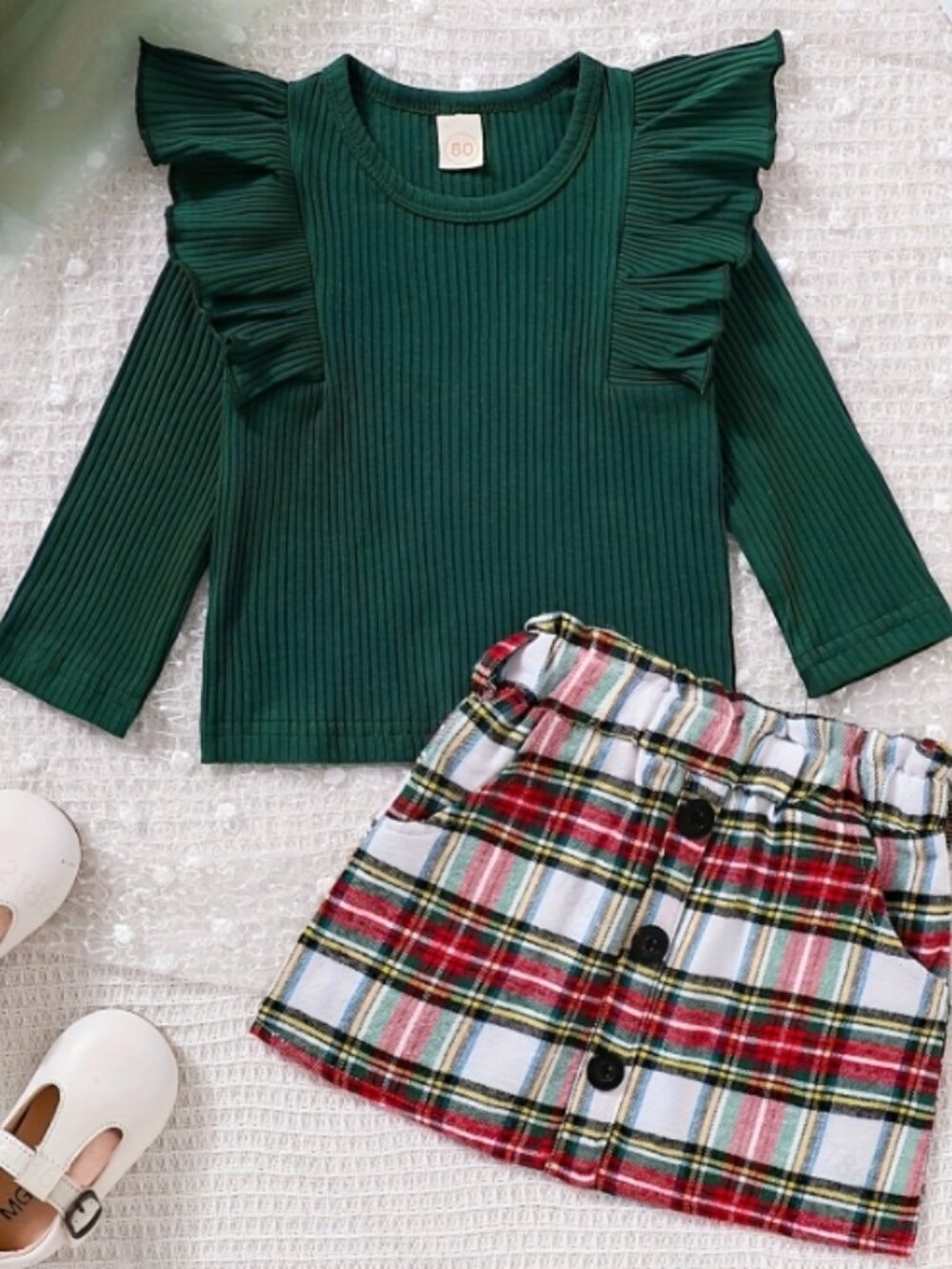 ( 4-5T ) Toddler Baby Girl Fall Winter Clothes Long Sleeve Ruffle Shirt Corduroy